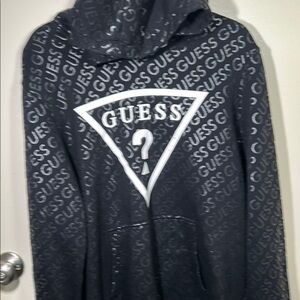 GUESS Men's Black Hoodie Sweater